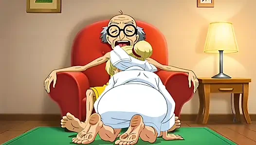 Married Nudist Granny Was Fucked in a Big Ass by Her Husband's Stepbrother Right in the Kitchen - Hentai