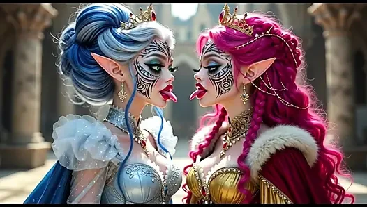 Schöne elfen, prinzessin küsst, ai animation