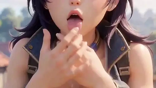 Sexy schwarzhaarige 3D Anime Mädchen