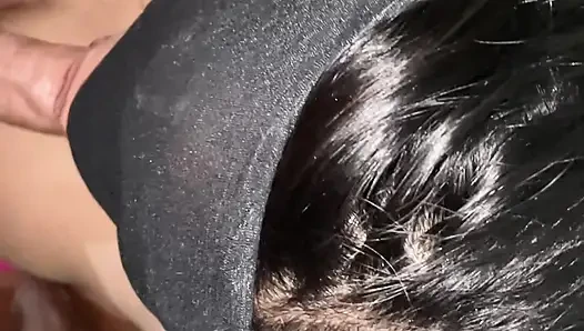 Getting a blowjob from a young woman until cumming inside.