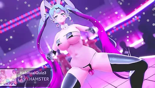 MMD R18 Rabbit Miku Baam Секс-танец, микробикини хочет трахаться анал, глотание спермы Ahegao Ntr, 3D хентай