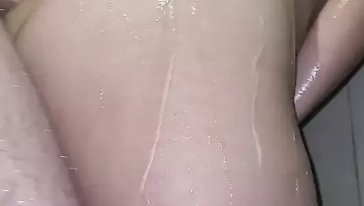 I see my stepsister in the shower and she lets me record her while I fuck her