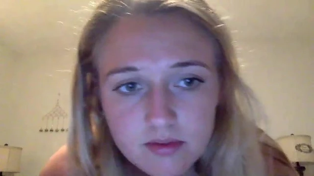 Slim girl caresses herself and her pussy