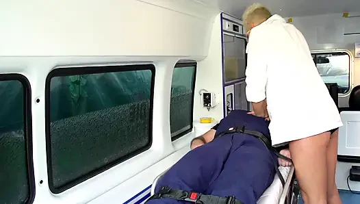 Sexy natural nurse gets fucked in the hospital car