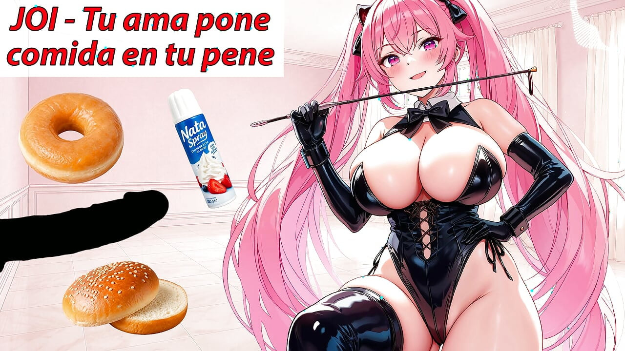Hướng dẫn dơ bẩn bằng tiếng Tây Ban Nha. Đụ cái gì trên đĩa. Hentai JOI.