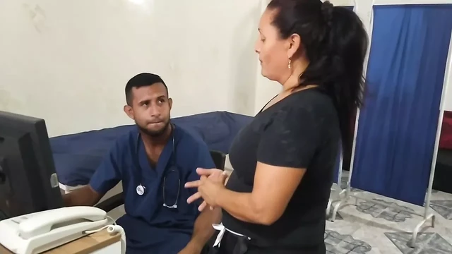 The service lady comes to my office for a favor and ends up on her knees before me