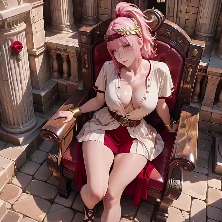 Blonde Queen! Private Morning Reading in the Roman Court, Silk Stockings Crossed, Forbidden Lip Touch!