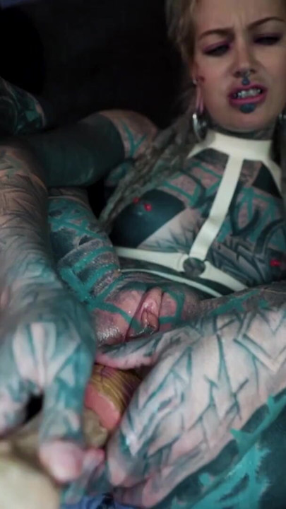 Tattooed Beauty in Latex Asshole Play Gape and Prolapse, Squirts with Metal Toy | Clip 1
