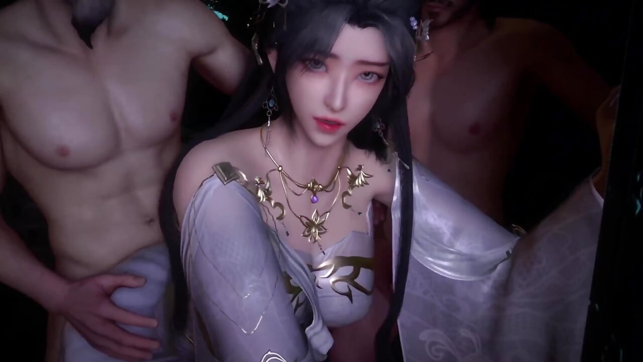 3D Hot Asian Cosplay Model Have Group Sex with Big Dicks