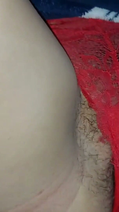 My girlfriend surprises me with her big hairy pussy to celebrate Valentine's Day in a sexy red bikini | Clip 1