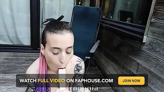 Hippie Double Penetration Dildo Outdoors