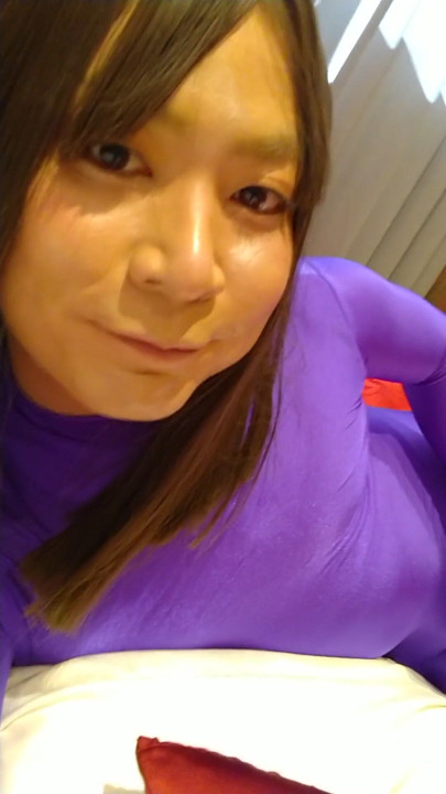 Japanese amateur crossdresses colorful morphsuit masturbate | Clip 3