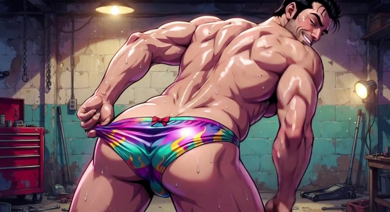 Ai Muscular Men Mechanic Garage