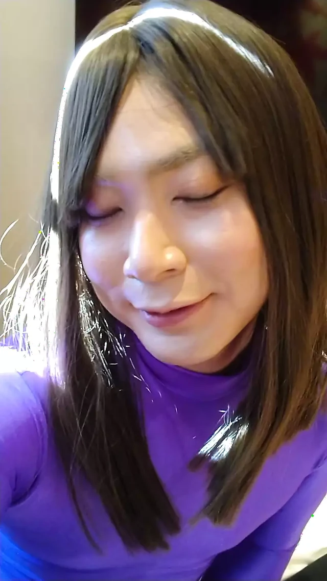 Japanese amateur crossdresses colorful morphsuit masturbate