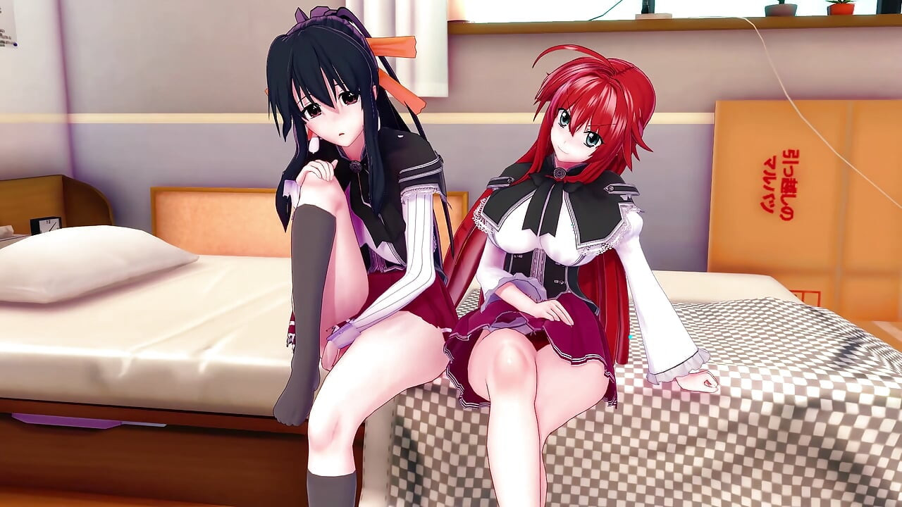 Akeno e Rias me surpreendem com um boquete duplo - DXD NTR Madness Series