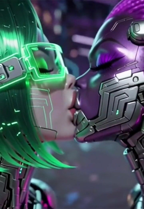 Beautiful Aliens Kiss on Nice Music, Ai Animation