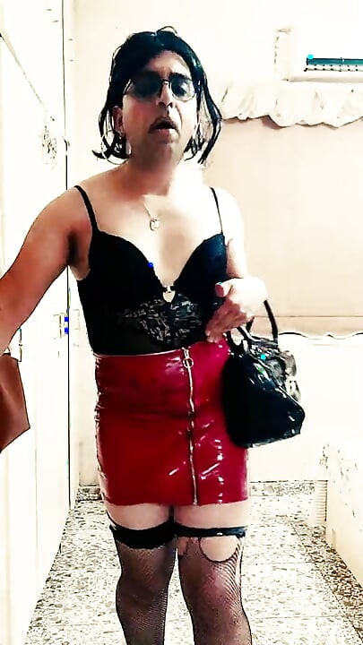 FetishEmmanuella video 12 - Red Vinyl Skirt