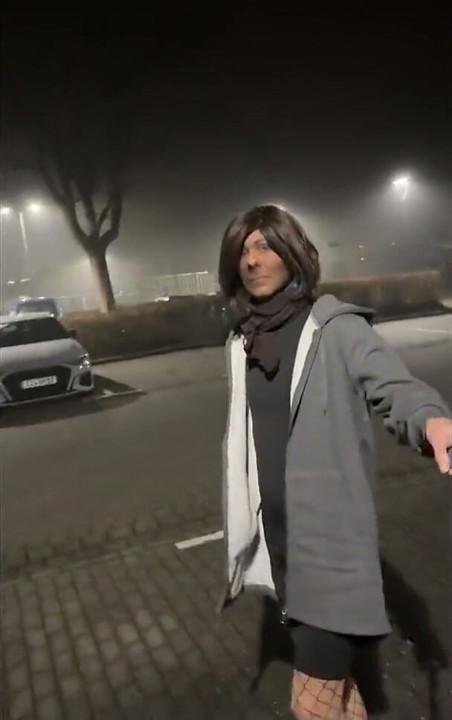 Crossdresser in Different Nylon Face Masks (encasement)