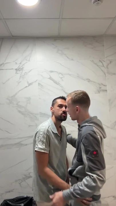hot daddy fucking legal twink with big ass in public bathroom | Clip 1