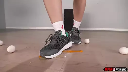 Food Crush Delight: Machi Ikuno's Messy Food Stomping Neon Spectacle