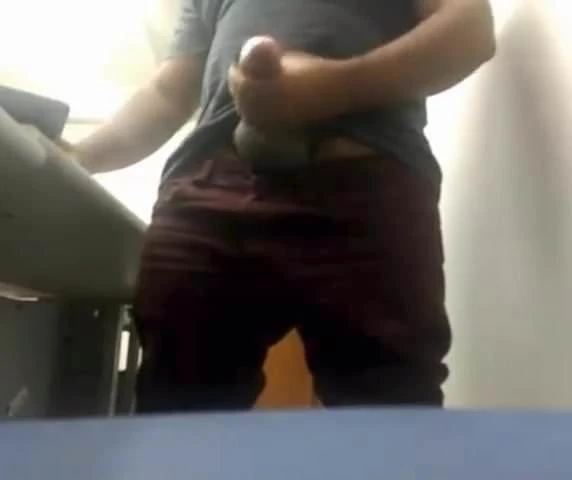 MILKING HIS BIG UNCUT BRAZILIAN   DICK AT WORK