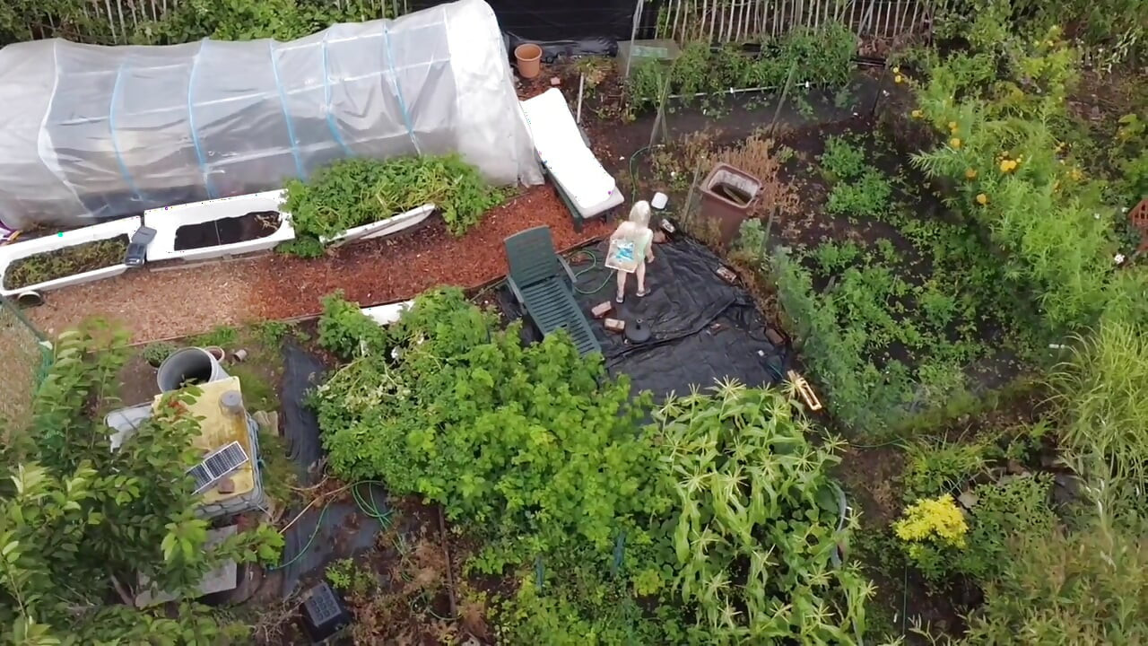 Voyeur with Drone Watches Me in the Garden Playing with Myself