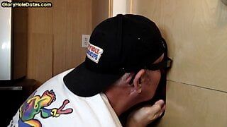 Gloryhole mature DILF blows and wanks hard dong in POV