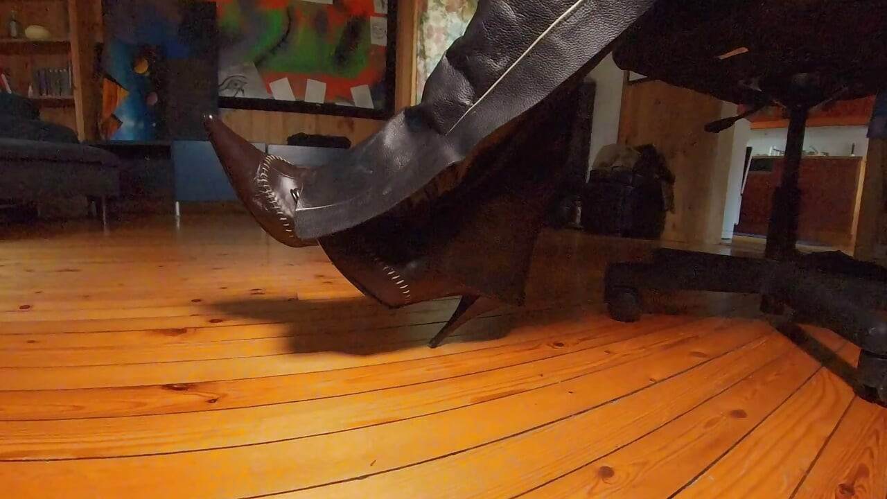 Leather chaps and pointy boots