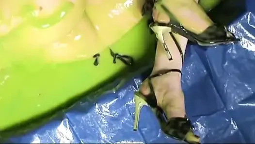 Fi Stevens tied up writhing in slime