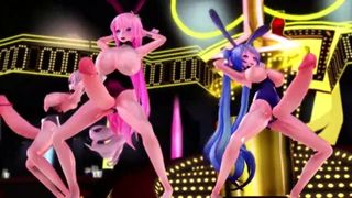 Mmd - tres chicas futa dejan que sus grandes pollas reboten