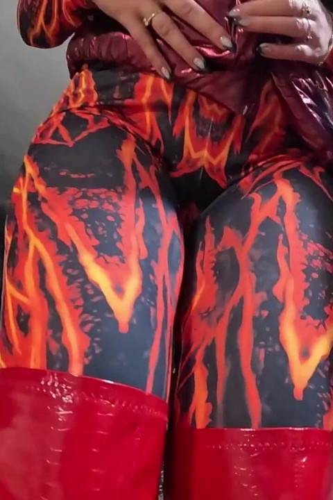 Red Nylon Jumpsuit Fetish - Cameltoe Tease, Deep Blowjob and Cum on My Downjacket