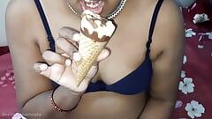 Indian Desi Gujju Bhabhi superb blowjob with ice cream