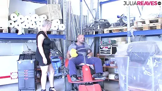 Hot oma sucks a huge cock then rides a massive cock to cumshot