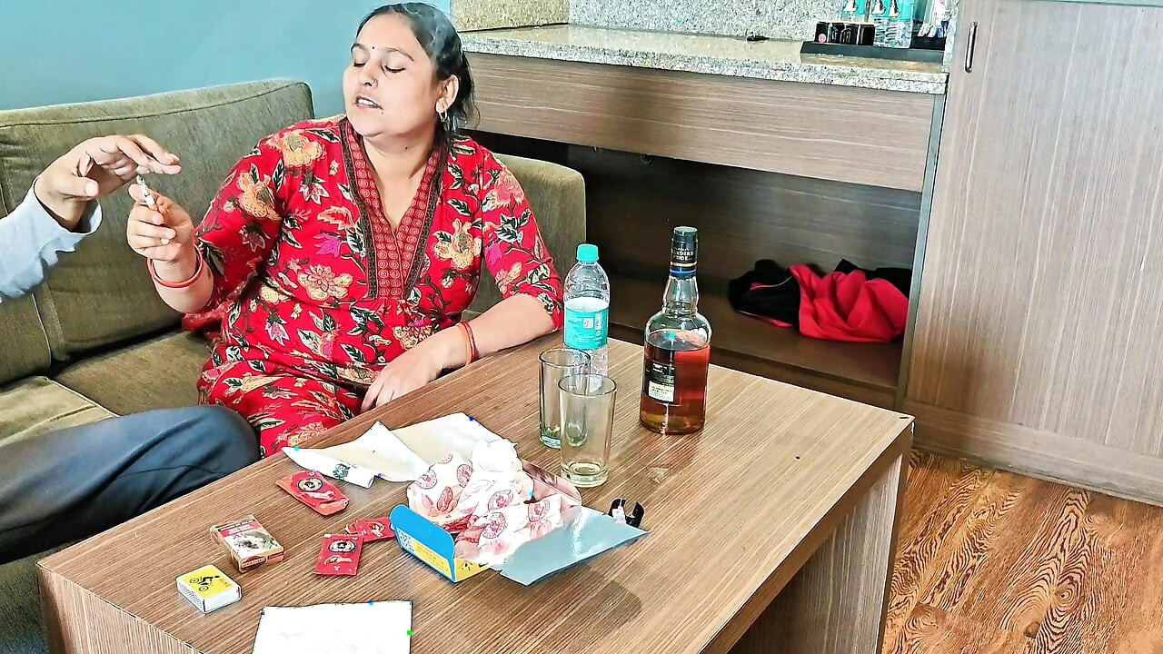 Indian couple intimate in hotel room