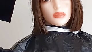 Busty babe vinyl shampoo fetish salon cape play