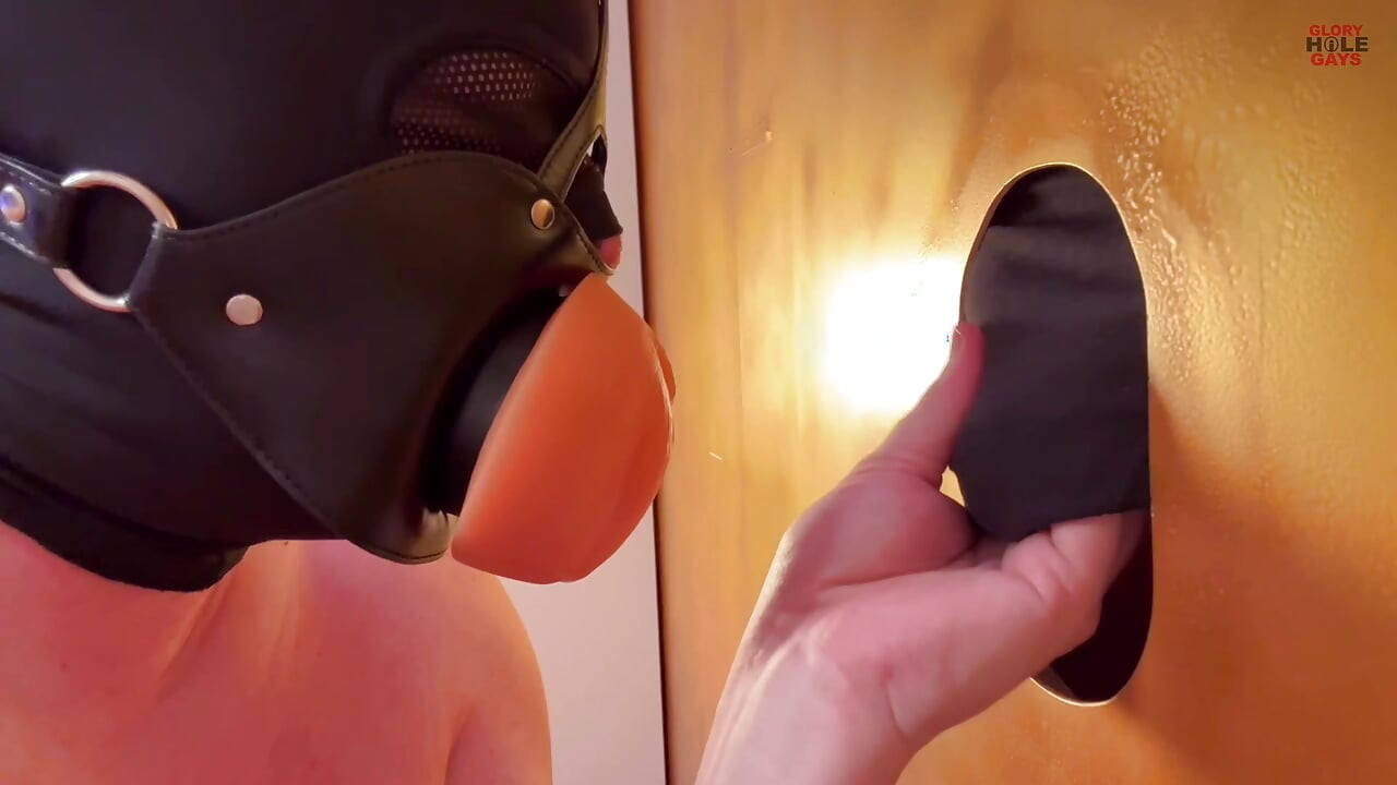 At the gloryhole he squirts deep into my throat through my tight mouth pussy