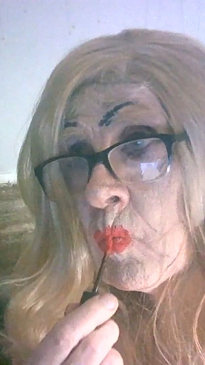 Ugly old sissy spunk bucket slag Sarah tries to make herself attractive to men by applying makeup to her ugly slag face | Clip 1