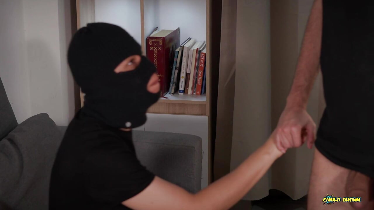 Sexy Bulglar Broke Into My House To Rob Me But I Got Him To Break Into My Hungry Ass Bareback And Stole His Cum Instead