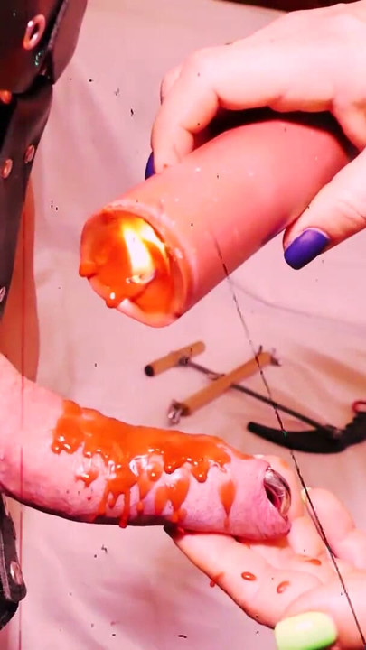 CBT extreme! Medioeval instruments for cock! Lady Morgana cages Slave F's cock without mercy! | Clip 3