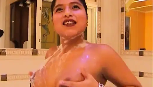 Sexy natural boobs babe loves dildo in pussy in mouth