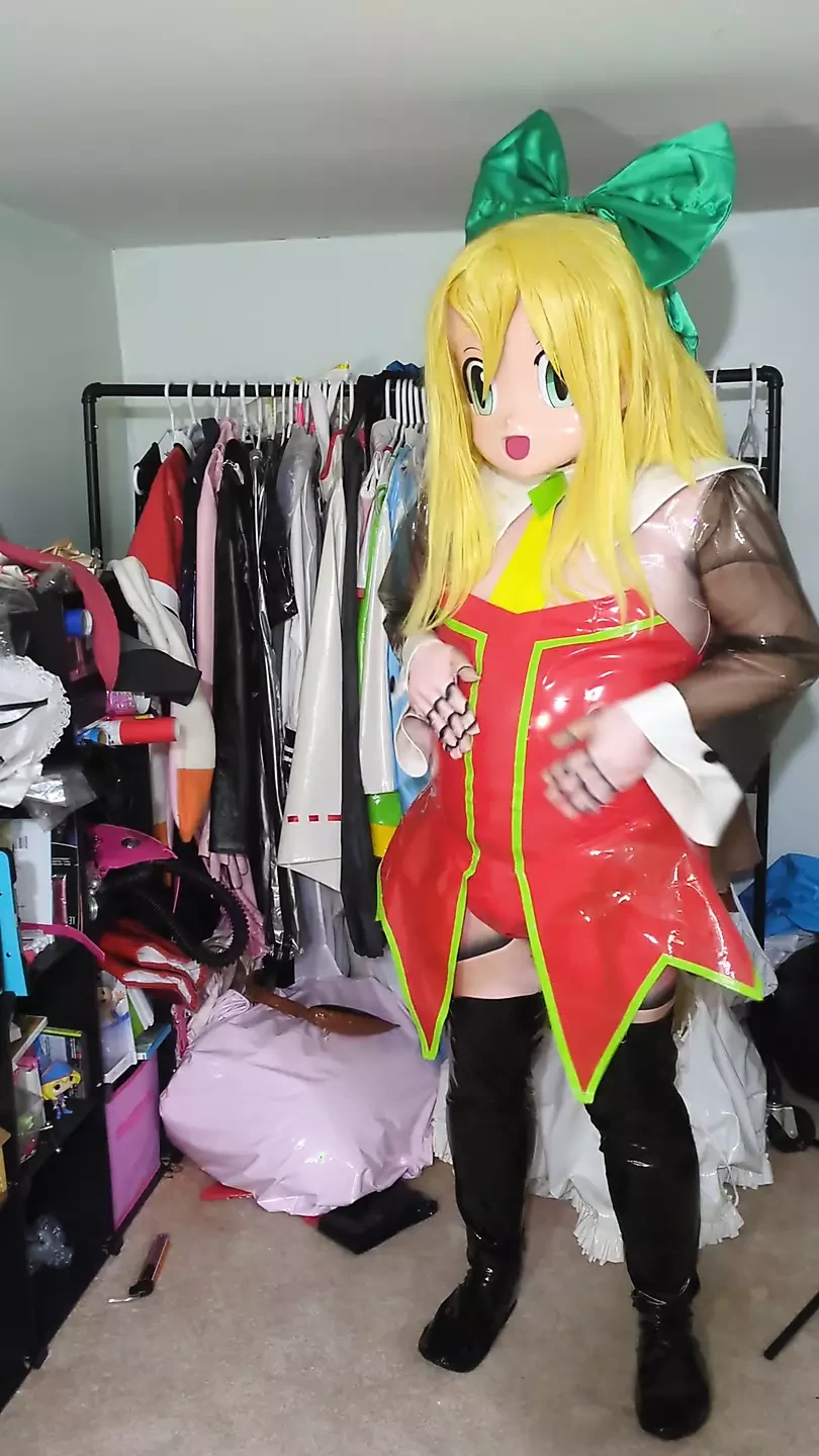 Kigurumi Roll PVC λαγουδάκι κοστούμι breathplay και χέρια ελεύθερα δονητή