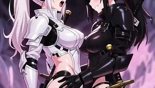 İki anime uzay şövalyesi, balçıkla dolu bir uzay gemisinde