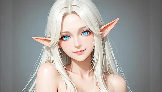 Lustrender slayt gösterisi: güzel çıplak elf çerçeveli kuş tüyü çizgi sanatı - ai video