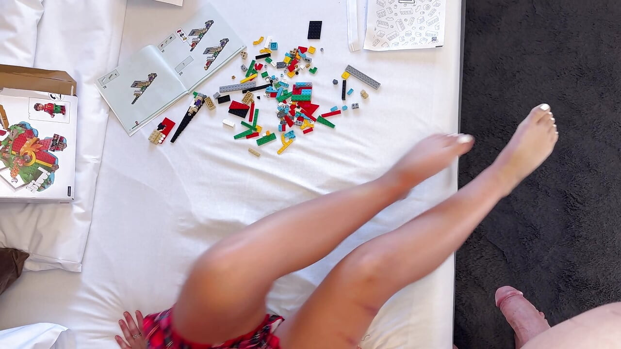 Hot petite redhead college girl in school uniform mini skirt gets bored and ignored she plays with a big cock by her side