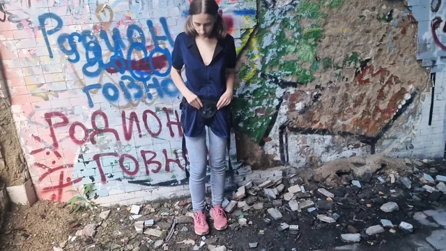Anastasia Mistress Outdoor dangerous pegging in public doggy style best slave strapon in abandoned swimming pool dolphin Russia