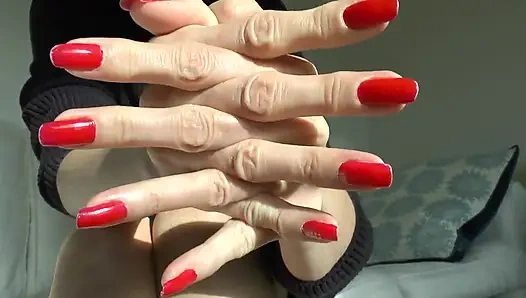Slave Marking with Pen, Beautiful Red Fingernails, Lady Victoria Valente