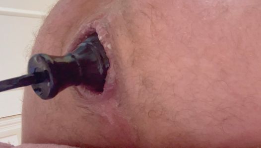 Inflatable anal plug teaser, huge black anal plug pops asshole, amateur bisexual