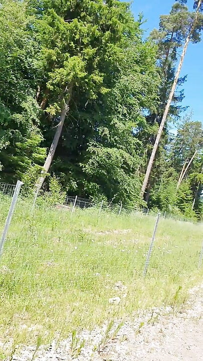 Nude walk in nature and on the highway