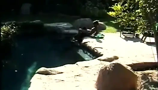 Pretty black lesbians pussy licking in the swimming pool