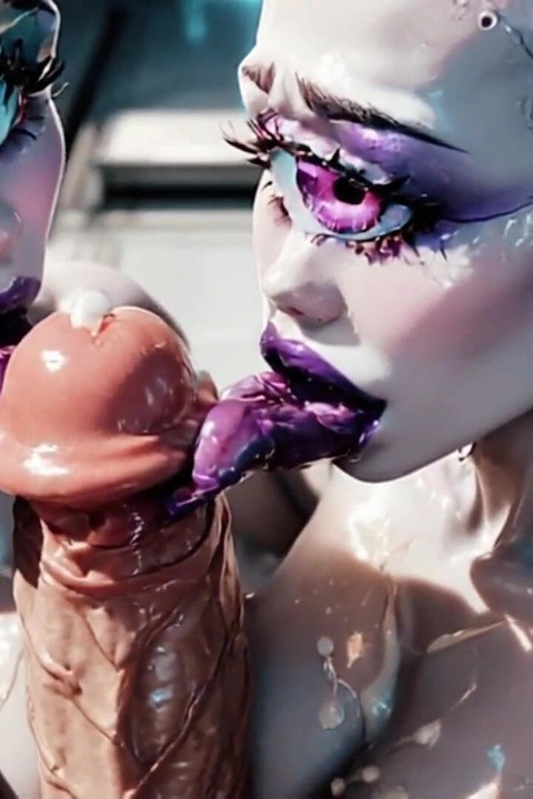 Woman Licking and Sucking a Cock - Hentai Ai